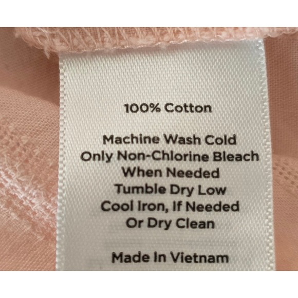 Talbots Blouse Women M Pink Dobby Stripe Ladder Lace Button Front Cotton Top - Picture 10 of 10